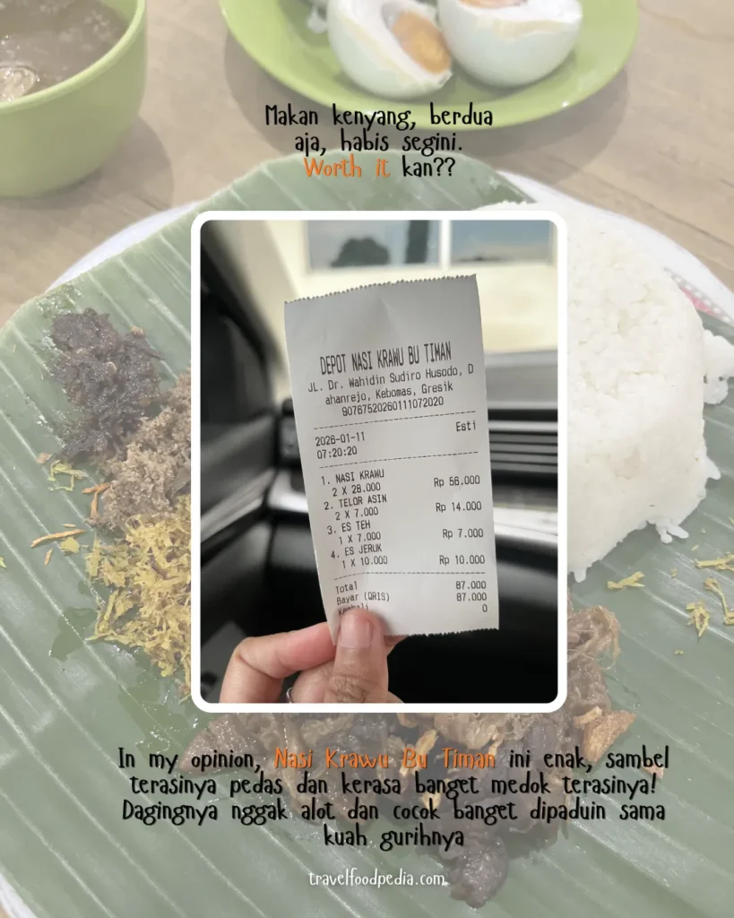 HARGA NASI KRAWU BU TIMAN GRESIK